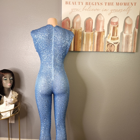 Fashion Nova Pants & Jumpsuits Fashion Nova Xs Sequin Blue Jumpsuit